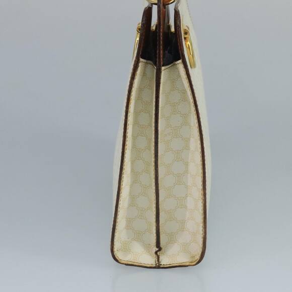 CELINE Macadam Canvas Hand Bag Pvc Leather White Gold - Picture 4 of 13